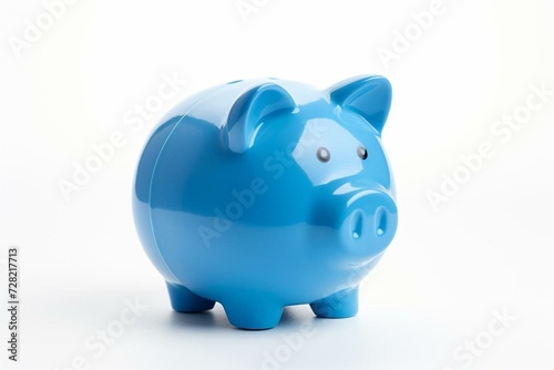 isolated blue piggy bank on white background. Generative AI