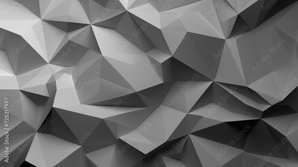 Grey Monochrome Abstract Polygons Background. Generative AI