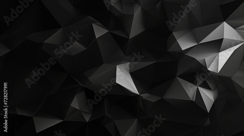 Black Abstract Polygons Background. Generative AI
