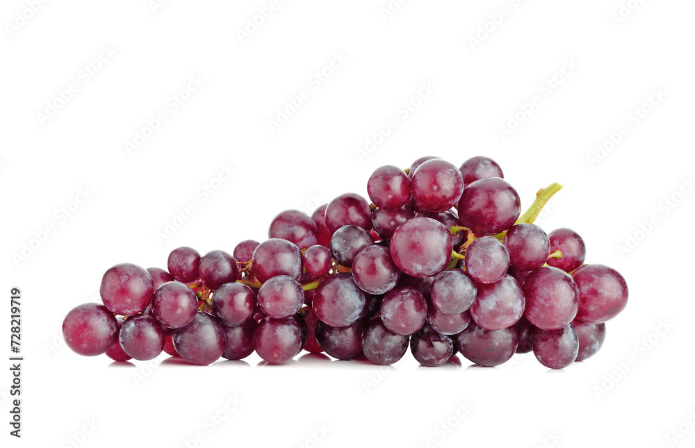 Bunch of fresh ripe red grapes isolated on white background