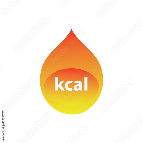 Energy fat burn kcal fire icon. Kilocalorie hot logo vector weight fitness flame graphic icon