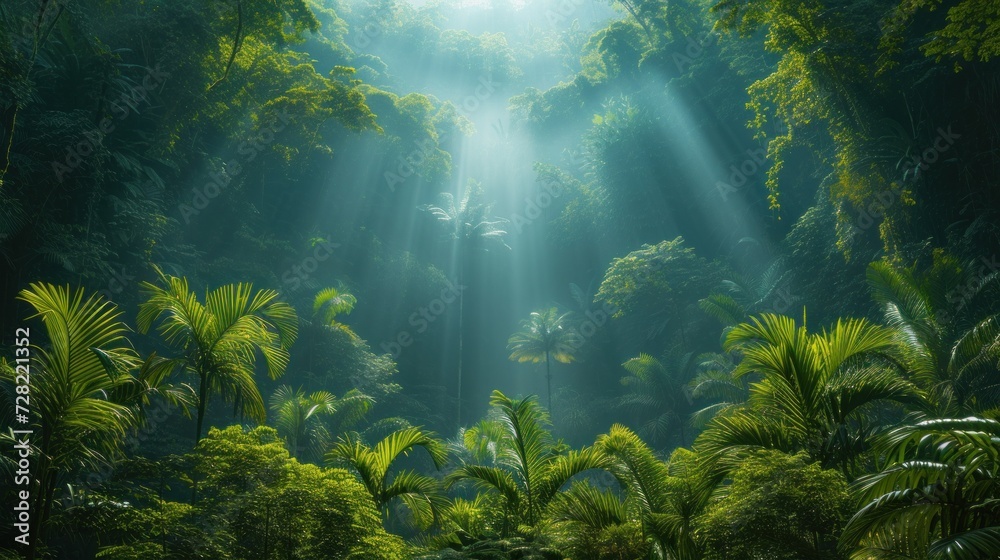 Sunlit Tropical Rainforest Canopy