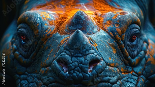 Symmetrical Close-Up of a Blue Rhinoceros