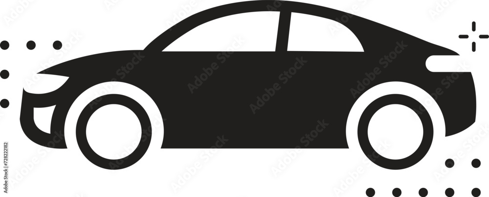 Sports car silhouette on white background. Vehicle icons set view from side, front, back, and top Sports car silhouette on white background. Vehicle icons set view from side, front, back, and top