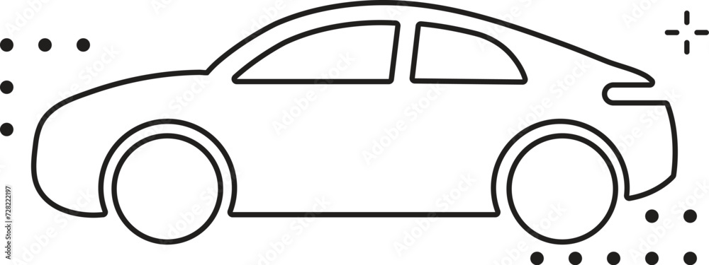 Sports car silhouette on white background. Vehicle icons set view from side, front, back, and top Sports car silhouette on white background. Vehicle icons set view from side, front, back, and top