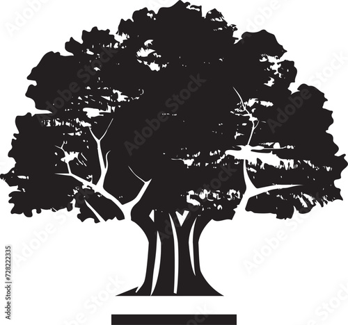 Detailed tree silhouettes of various trees on white background