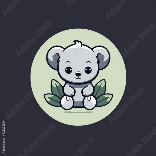 flat vector logo of animal koala serene flat koala logo for a wellness brand, embodying relaxation and natural balance