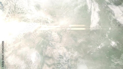 Zoom in from space and focus on Sheridan, Wyoming, USA. 3D Animation. Background for travel intro. Elements of this image furnished by NASA.
