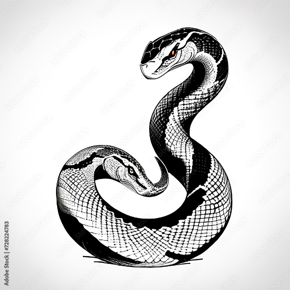 Obraz premium black and white snake