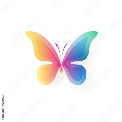 flat vector logo of animal butterfly  flat vivid butterfly logo for a wellness brand, using soft gradients for a calming effect © NI