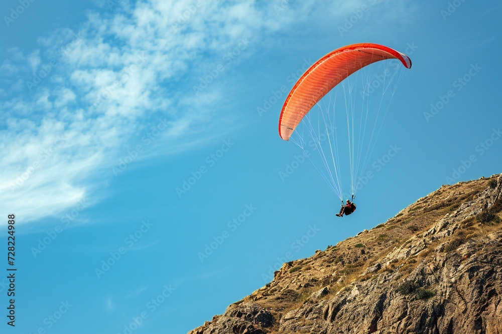 paragliding in the blue sky background, banner paragliding in the blue sky background, banner