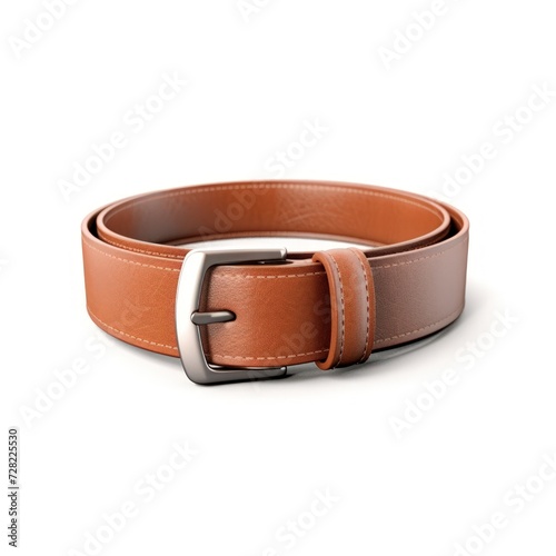 Leather belts on a white background.