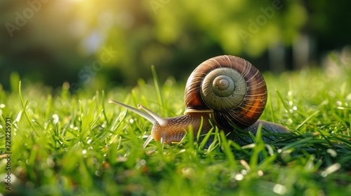 snail on the grass.