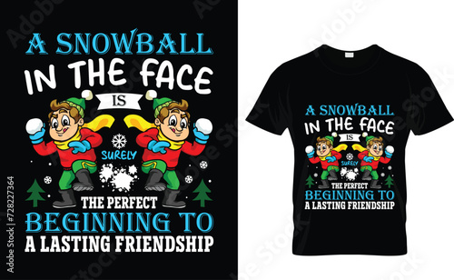 A snowball in the face is surely the perfect beginning to a lasting friendship Snow Winter design Vector graphics. Winter  Design