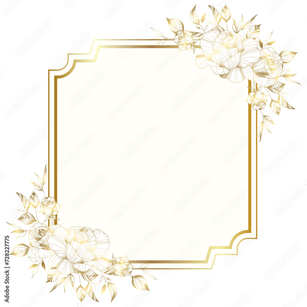 Obraz premium Gold white elegant flower frame