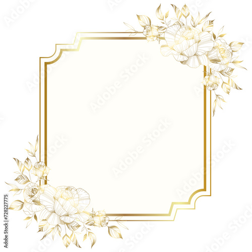 Gold white elegant flower frame