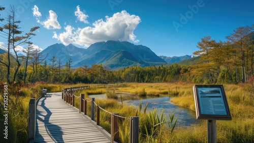 National Park with Diverse Ecosystem and Signage on Conservation and Natural Preservation