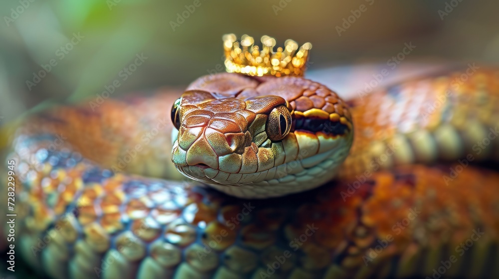 snake with a crown on its head. snake with a crown on its head.