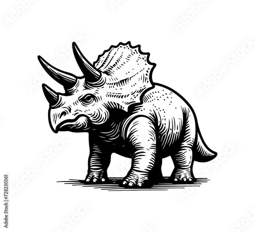 Triceratop Hand drawn illustration vector graphic
