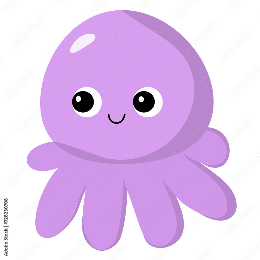 Cute purple baby octopus illustration for decoration Cute purple baby octopus illustration for decoration