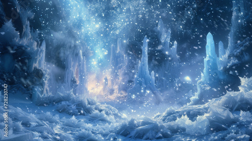 A world of pure enchantment where ice crystals dance in an ethereal symphony and transform the landscape into a magical winter kingdom. #728230747