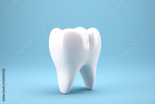 White tooth isolated on blue