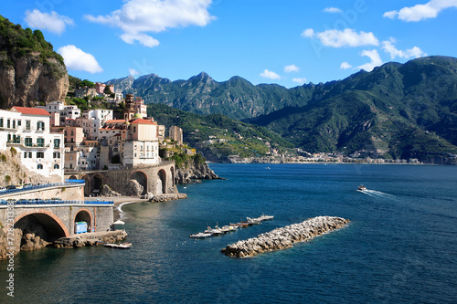 Town Atrani, Peninsula of Sorrento, Campania, Gulf of Salerno, Italy, Europe. photo