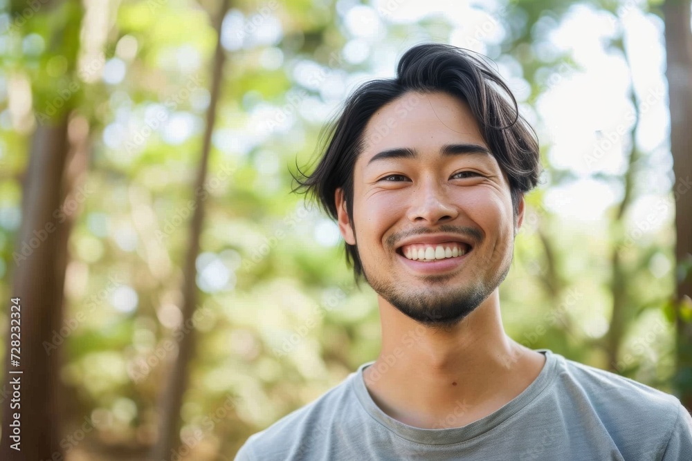 森林浴しながらBBQを楽しむ日本人男性(キャンプ・レジャー・アウトドア) 森林浴しながらBBQを楽しむ日本人男性(キャンプ・レジャー・アウトドア)