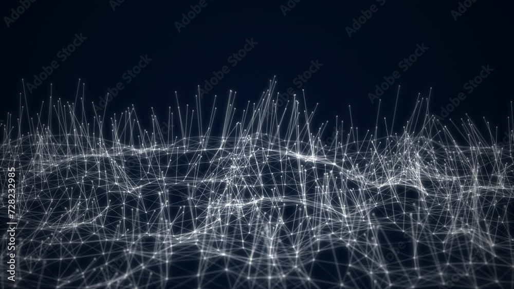 Dark blue background with white dots and lines. Futuristic Abstract ...