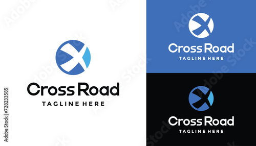 Circular Initial Letter C with Crossroads for Business Brand Inspiration Logo Design
