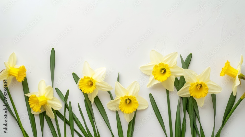 daffodils on white background.