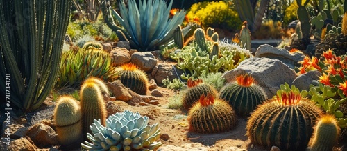 Cactus Garden: A Stunning Display of Cactus in a Vibrant Garden Setting