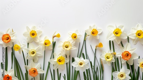 daffodils on white background.