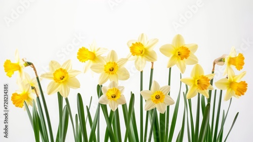 daffodils on white background.