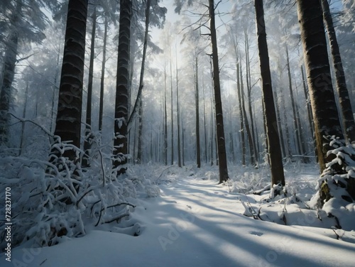Snowy forest Generative AI © Mrvn