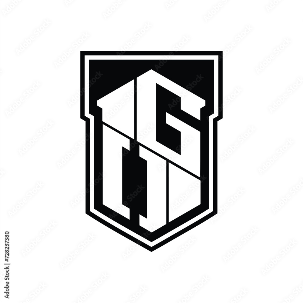 GO Logo monogram hexagon geometric up and down inside shield isolated style design template