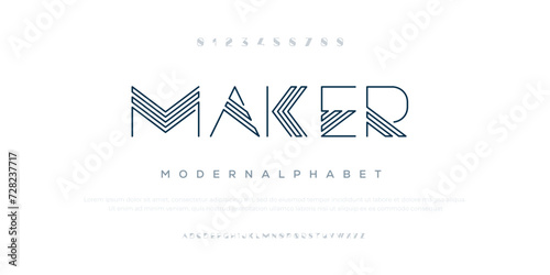 Maker font alphabet letters. Future logo typography. Creative minimalist typographic design. Cropped letters set for science technology, space research logo type, hud text, headline, scifi cover