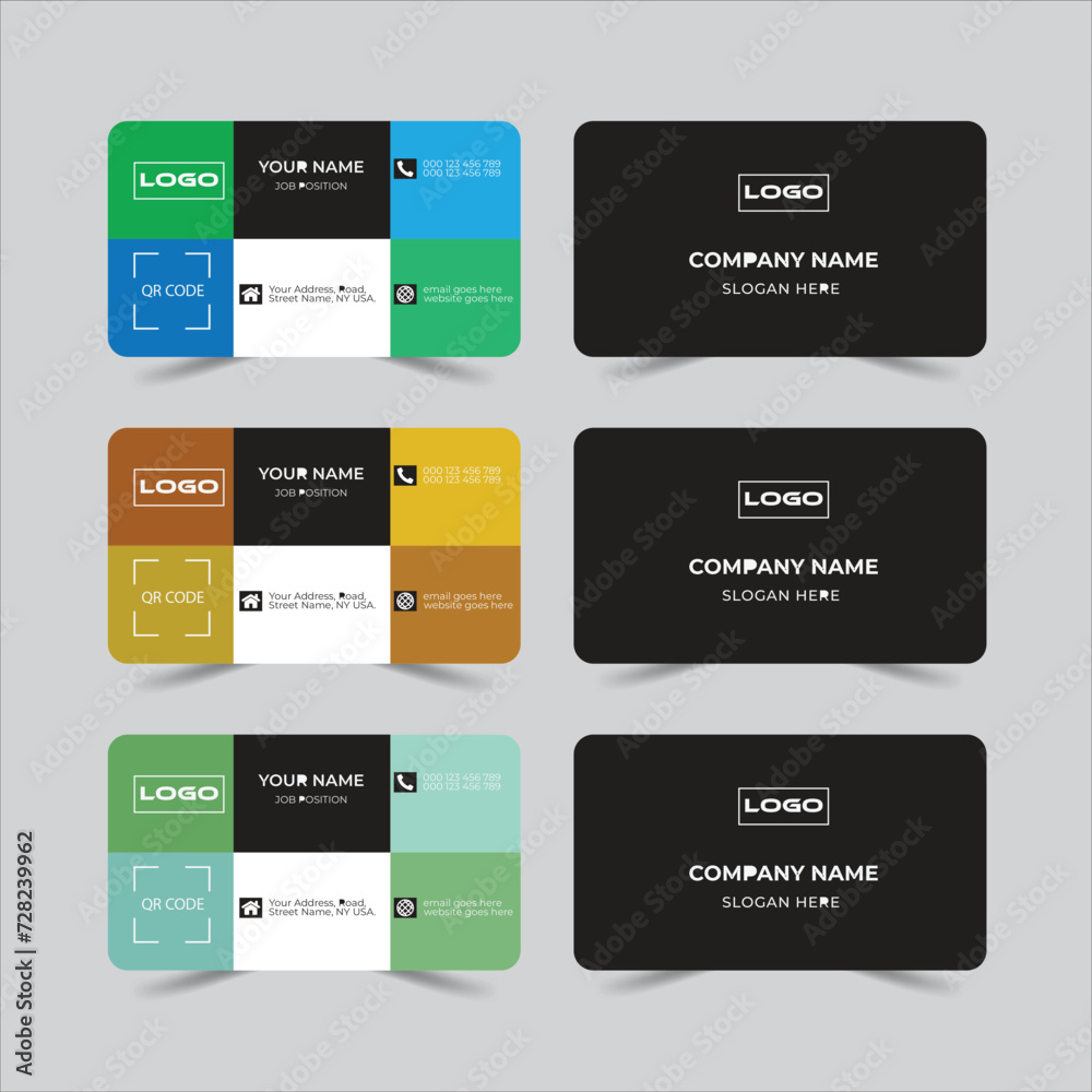 Fototapeta premium Modern business card template vector illustration front and back horizontal presentation creative corporate luxury elegant orientation with mockup presentation.