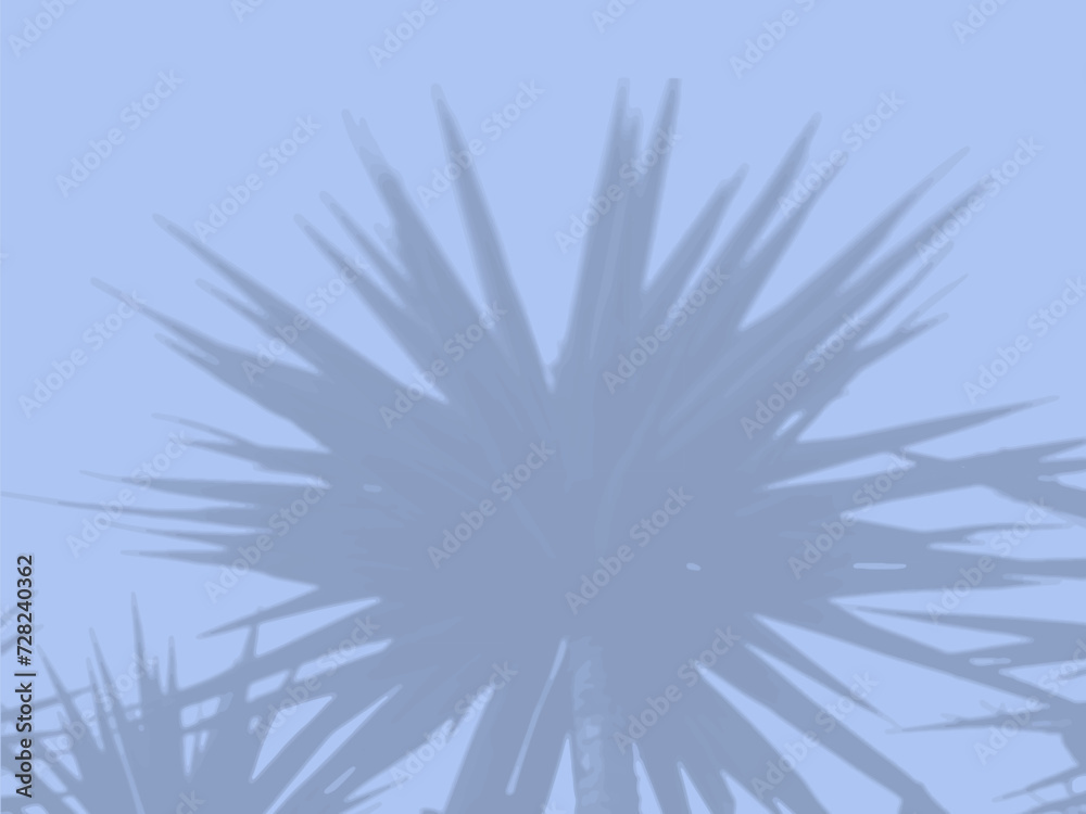 Natural light casts the shadow of palm leaves on the blue wall. Vector Mockup Natural light casts the shadow of palm leaves on the blue wall. Vector Mockup
