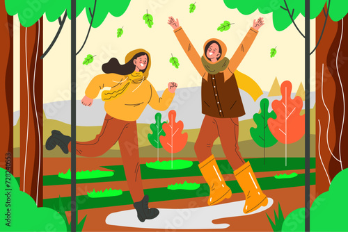 Girl and Boy in Forset Graden