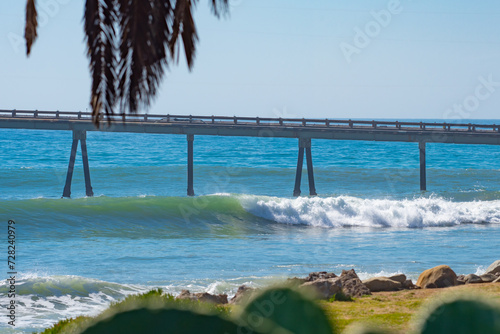 Waves, Pier, Surfing Scene, California Coast, Beach Activity, Surfers, Ocean Waves, Coastal Beauty, Ventura County