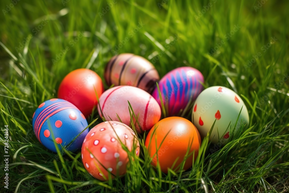 Happy Easter background, Easter eggs scene, Easter bunny ears with easter eggs, Easter poster background template with Easter eggs in the nest, Easter party concept. Happy Easter background, Easter eggs scene, Easter bunny ears with easter eggs, Easter poster background template with Easter eggs in the nest, Easter party concept.