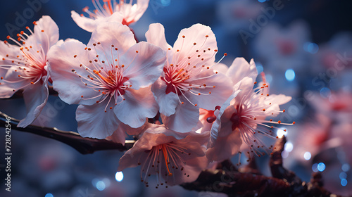 Closeup shot of a white blooming cherry tree
 photo
