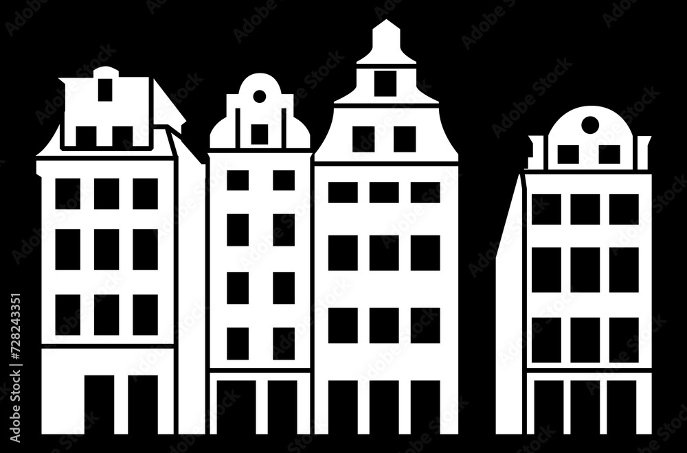 multi-story city buildings vector illustration