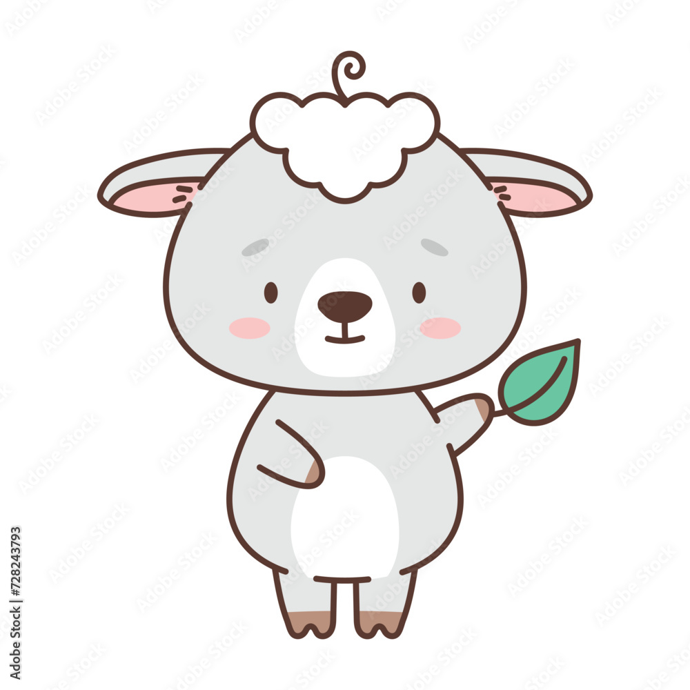Cute sheep in kawaii style. Cute animals in kawaii style. Drawings for children. Isolated vector illustration Cute sheep in kawaii style. Cute animals in kawaii style. Drawings for children. Isolated vector illustration