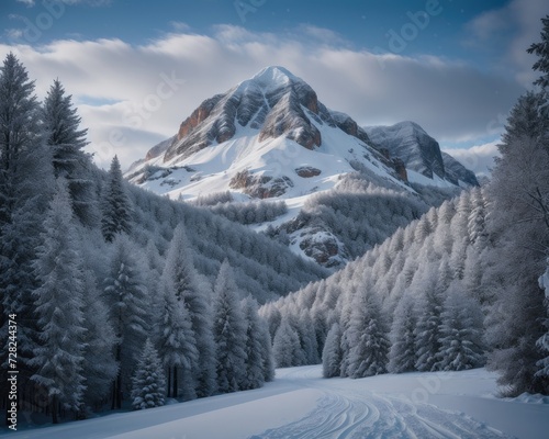 Winter landscape in the mountains with snow