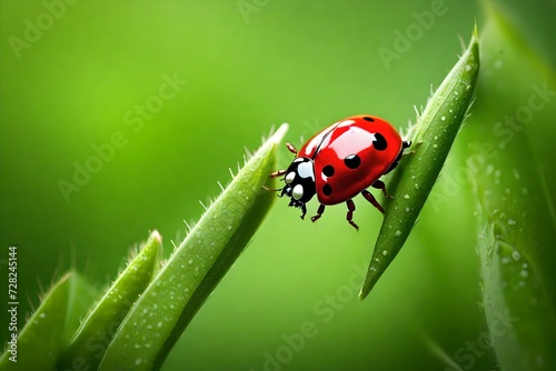 Lady bug climbing green grass © MISHAL