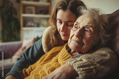 Caregiver assist the senior woman at the house,Elderly Wellness: In-Home Assistance with Caring Touch