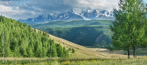 Picturesque mountain valley on a sunny summer morning	 photo