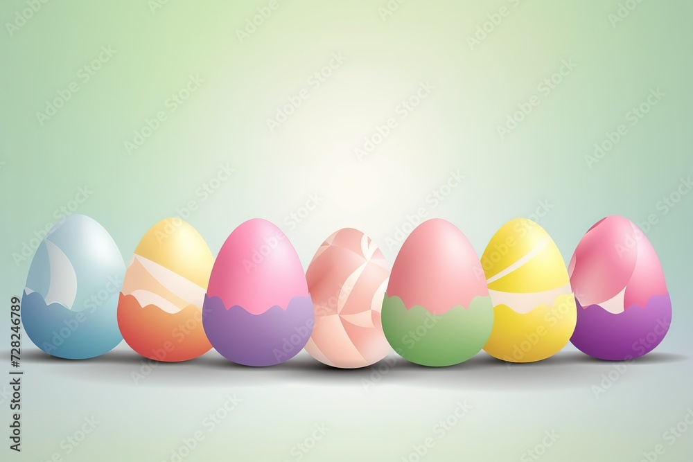 Happy Easter background, Easter eggs scene, Easter bunny ears with easter eggs, Easter poster background template with Easter eggs in the nest, Easter party concept.
